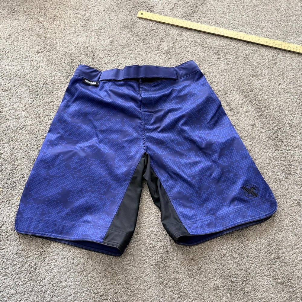 Hayabusa MMA Fight Shorts Mens Large Blue Purple Hex Camo Grappling‎ Muay Thai